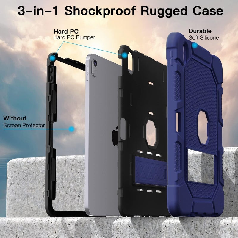 Azzsy Case for iPad (A16) 11th Generation 11 Inch 2025 / iPad 10th Generation 10.9 Inch 2022, [Built-in Pencil Holder] Heavy Duty Shockproof Rugged Protective Case, Navy Blue2 - Image 5
